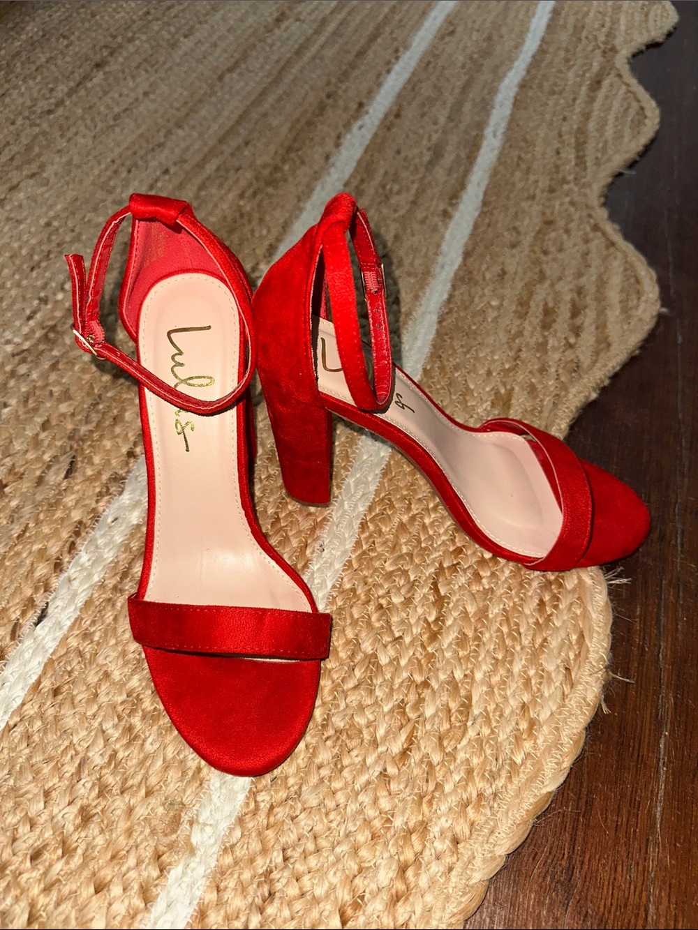 LuLu's Vibrant Red Ankle-Strap Block Heels